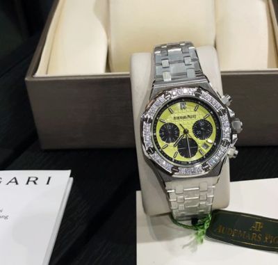 Audemars Piguet Lady 37mm Royal Oak Series Japan Quartz Movement Yellow Dial Watch